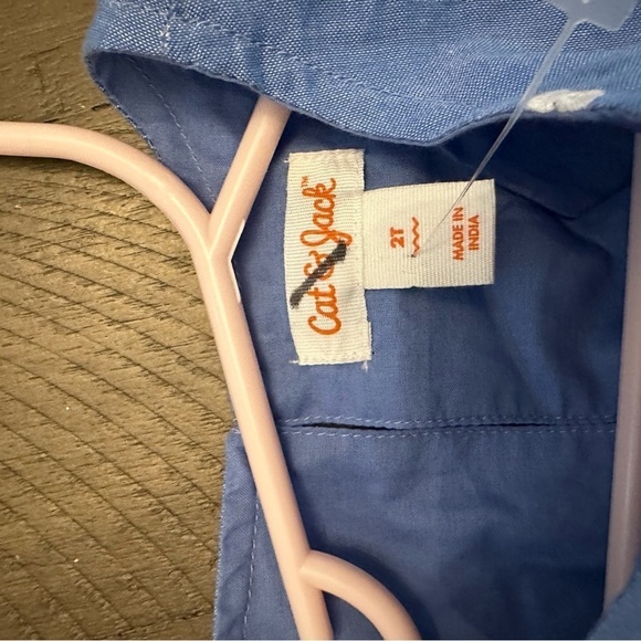 Cat & Jack Girls' Chambray Lace Dress Blue W/ White Floral Embroidery 2t nwot - Picture 4 of 4